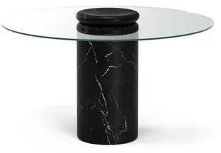 Karakter Castore Esstisch Ø130 Nero Marquina Marmor/Klarglas